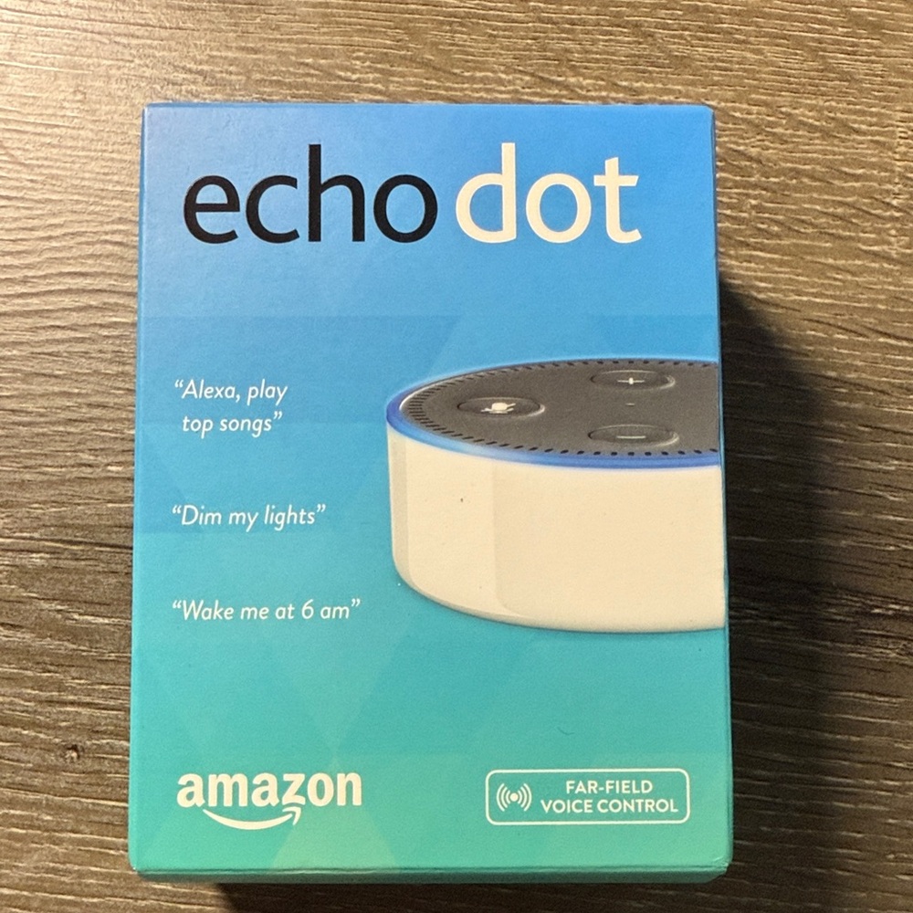 Amazon Echo Dot Voice Assistant in Blue and White